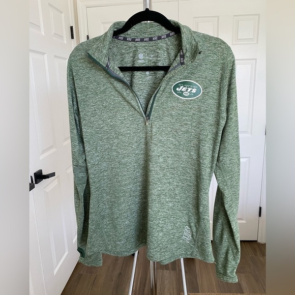 Nike NY Jets 1/4 zip Long sleeve Dri Fit green shirt size Medium - Picture 3 of 12